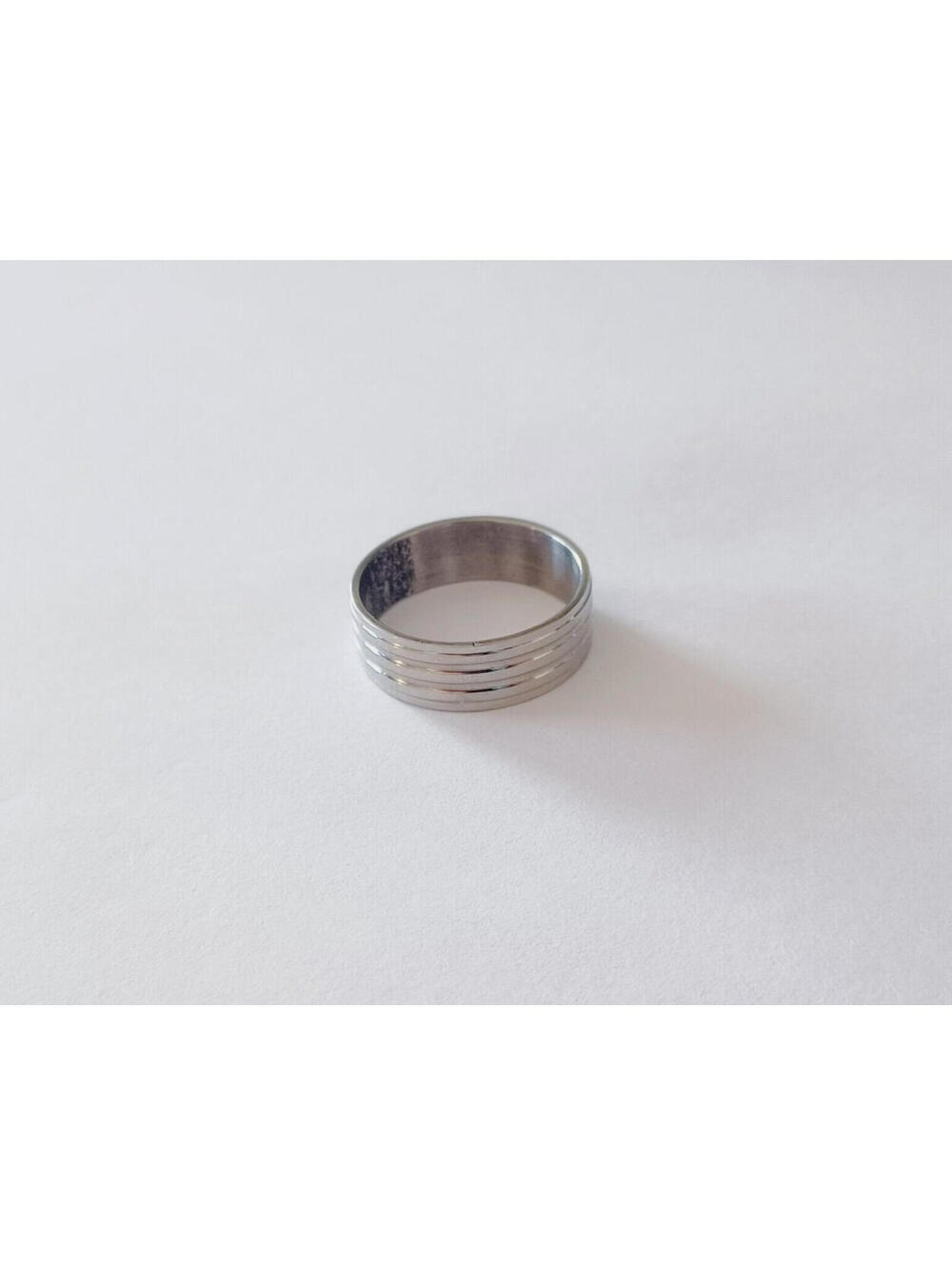 Silver Tone Line Textured Ring Size 10
